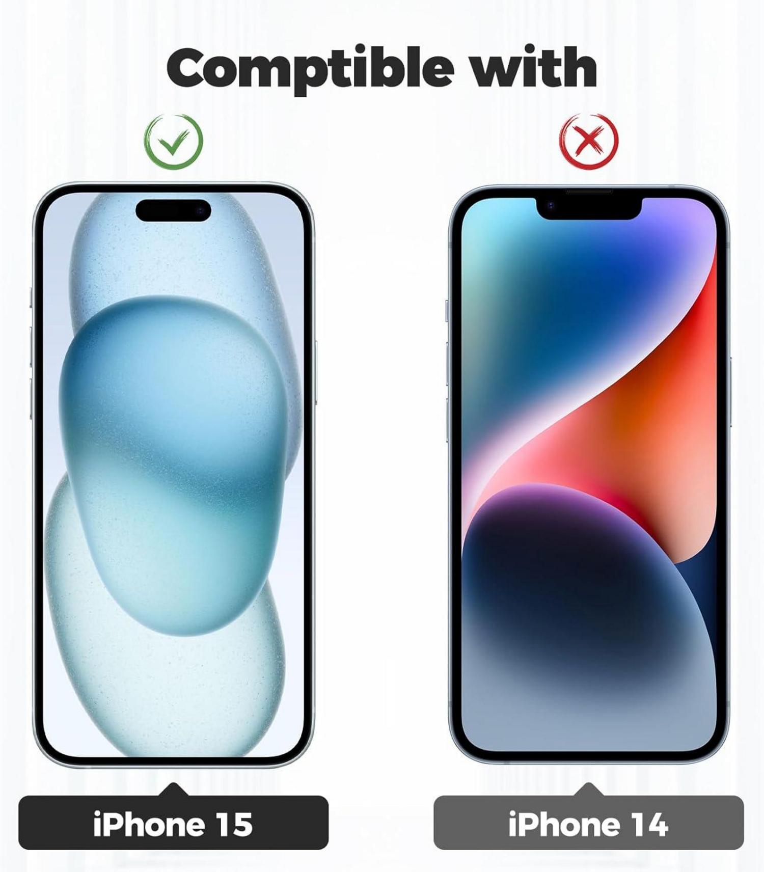 Handykette für iPhone 15 6,1 Zoll Schwarz - Stoßfeste Hülle