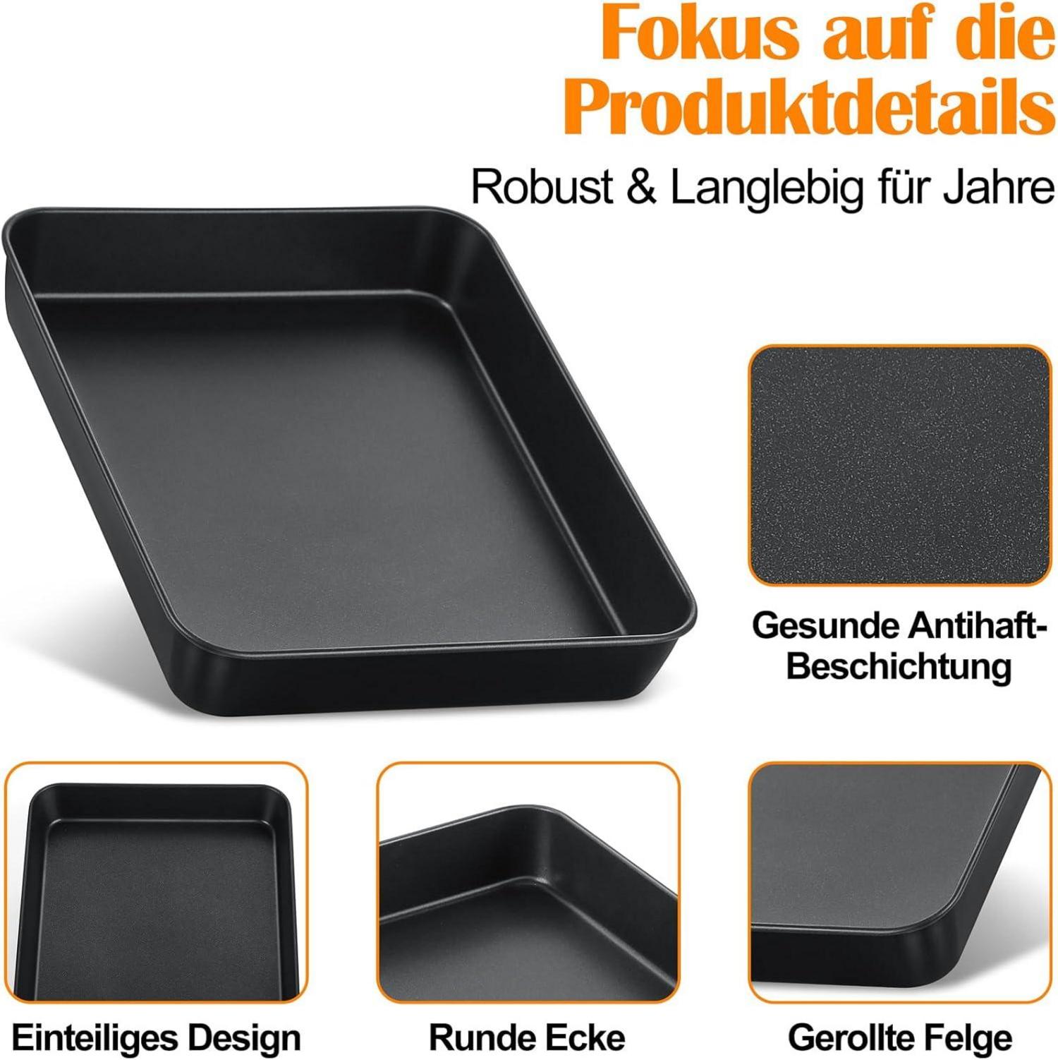 Antihaft Backblech 31,6x24,6x5cm für Brownies, Lasagne
