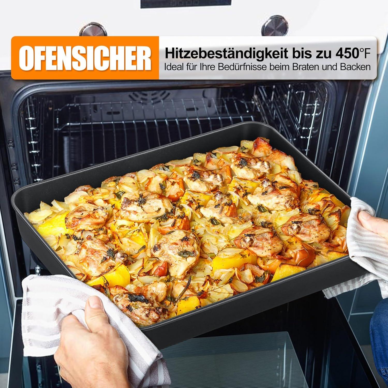 Antihaft Backblech Edelstahl Auflaufform für Brownies Lasagne 31,6x24,6x5cm