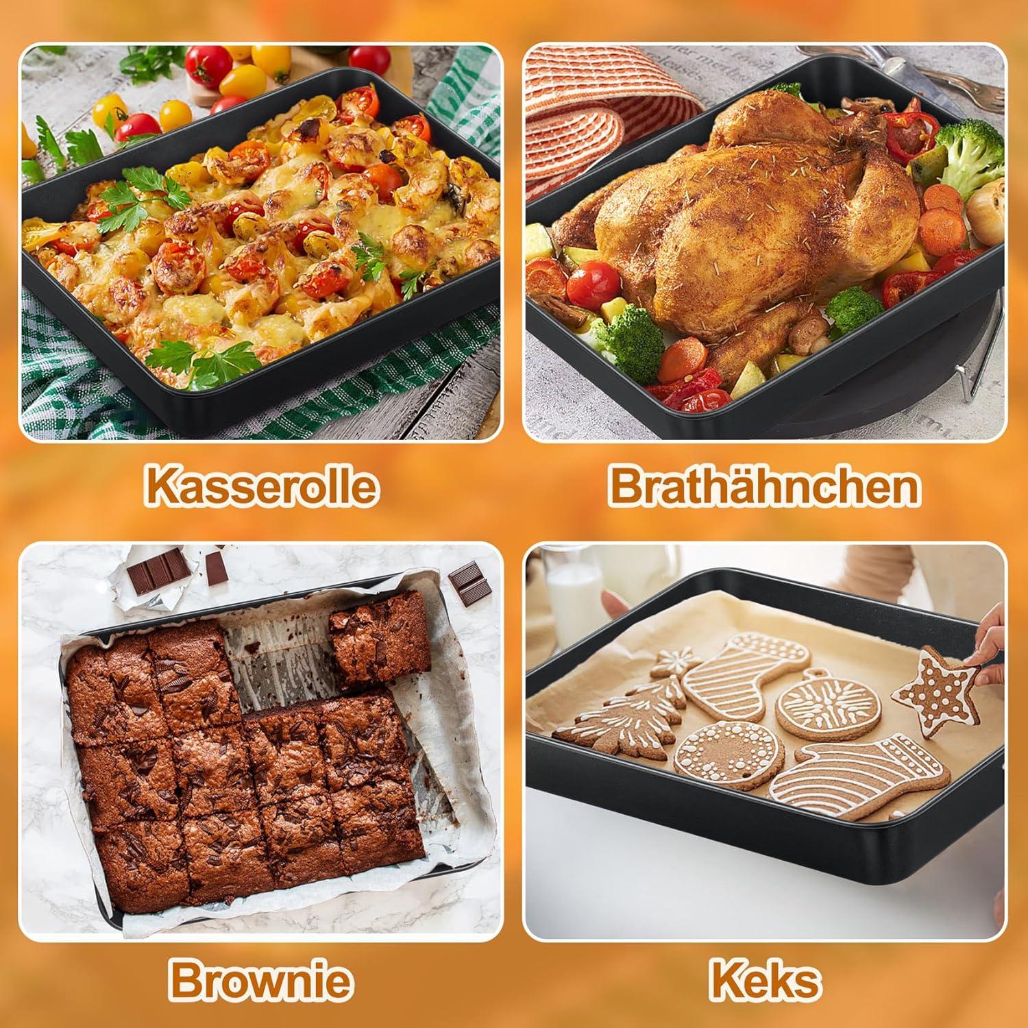 Antihaft Backblech Edelstahl Auflaufform für Brownies Lasagne 31,6x24,6x5cm