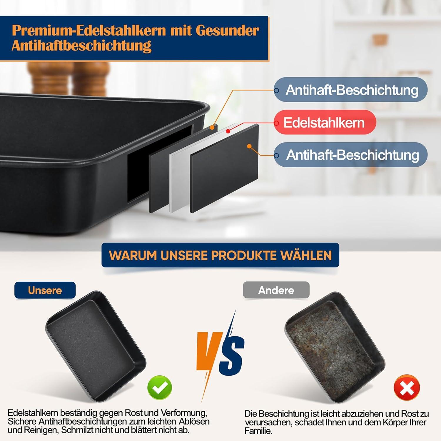 Onader Mini Antihaft Backblech 23,8 x 18 x 5 cm für Brownies & Lasagne