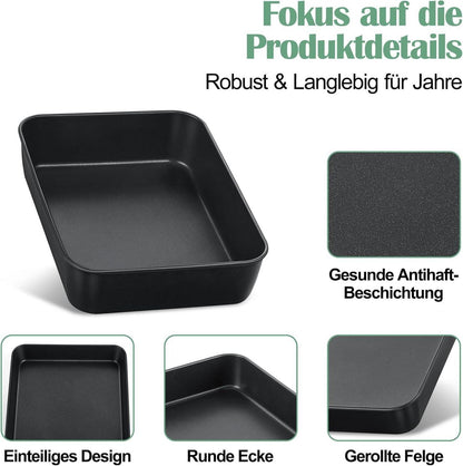 Mini Antihaft Backblech Set Edelstahl Auflaufform Kuchenform Brownies
