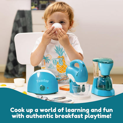 Küchengeräte Spielzeug Set Kinder Kaffeemaschine Mixer Toaster Blau