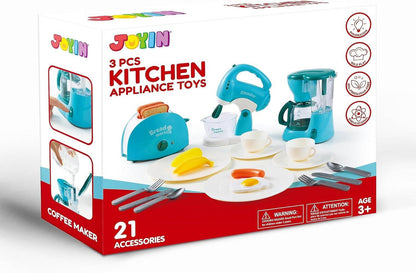 Küchengeräte Spielzeug Set Kinder Kaffeemaschine Mixer Toaster Blau