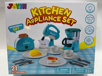 JOYIN Küchengeräte Spielzeug Set für Kinder, Kaffeemaschine, Mixer, Toaster Blau
