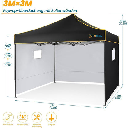 Faltpavillon 3x3 Wasserdicht Stabil Winterfest Partyzelt