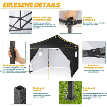 Faltpavillon 3x3 Wasserdicht Stabil Winterfest Partyzelt