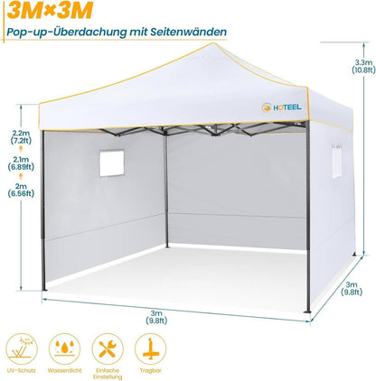 Faltpavillon 3x3 Wasserdicht Stabil UV-Schutz 50+ Pop Up Pavillon 4