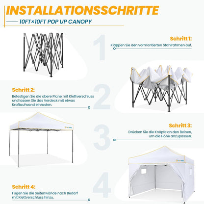 Faltpavillon 3x3 Wasserdicht Stabil Winterfest mit 4 Seitenwänden, UV