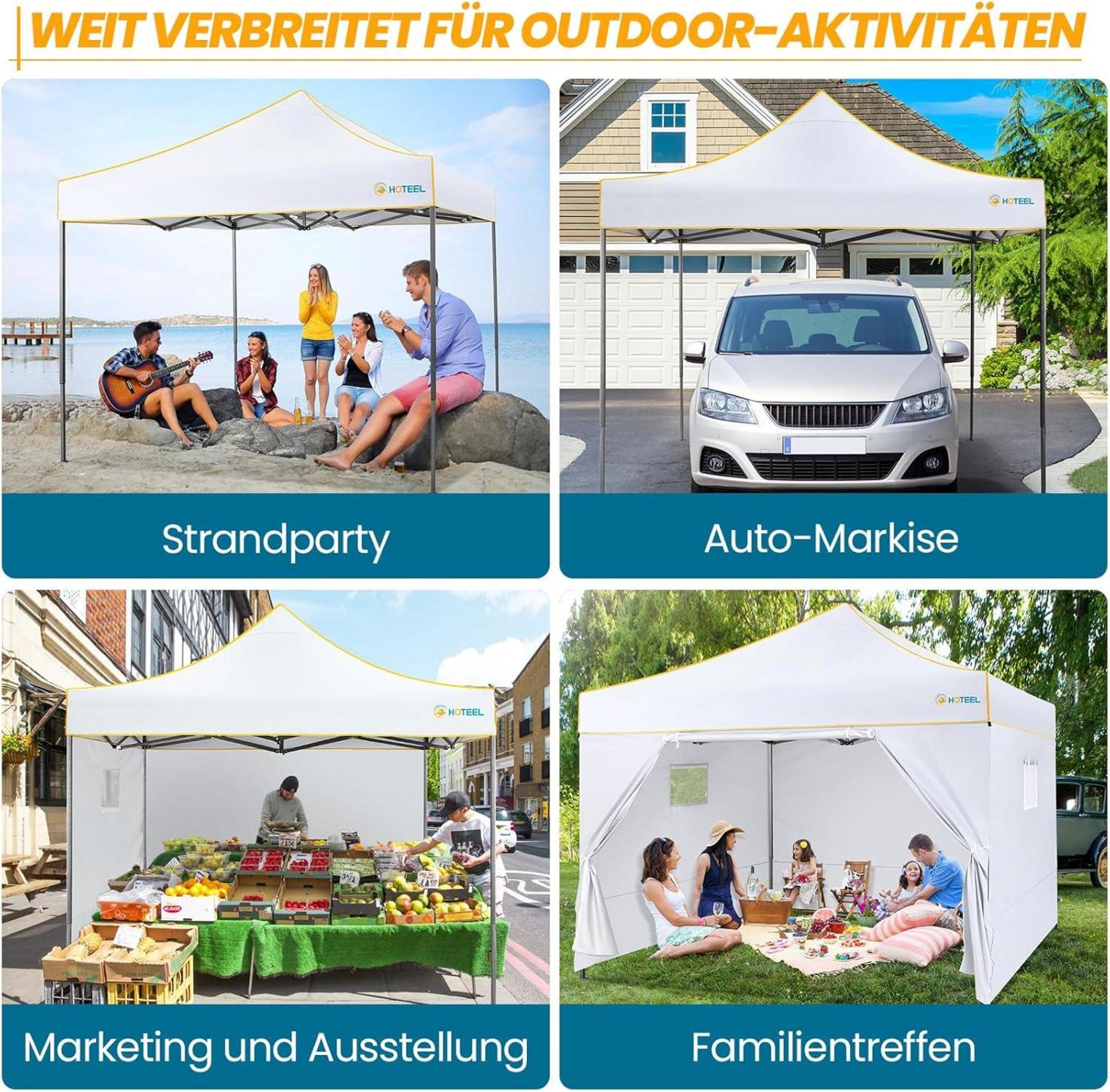 Faltpavillon 3x3m Wasserdicht Stabil Winterfest Pop Up Pavillon