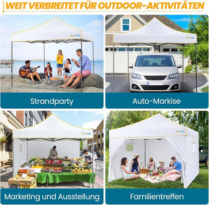 Faltpavillon 3x3m Wasserdicht Stabil Winterfest Pop Up Pavillon