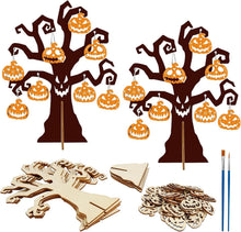 Halloweenbaum Deko Set Kürbis Holzbastelset 3D Bastelbaum Kinder DIY