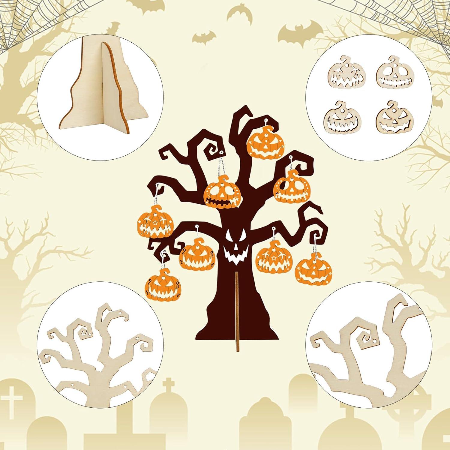 Halloween Baum Set 6 Sets 3D Deko mit Kürbis zum Basteln Kinderparty