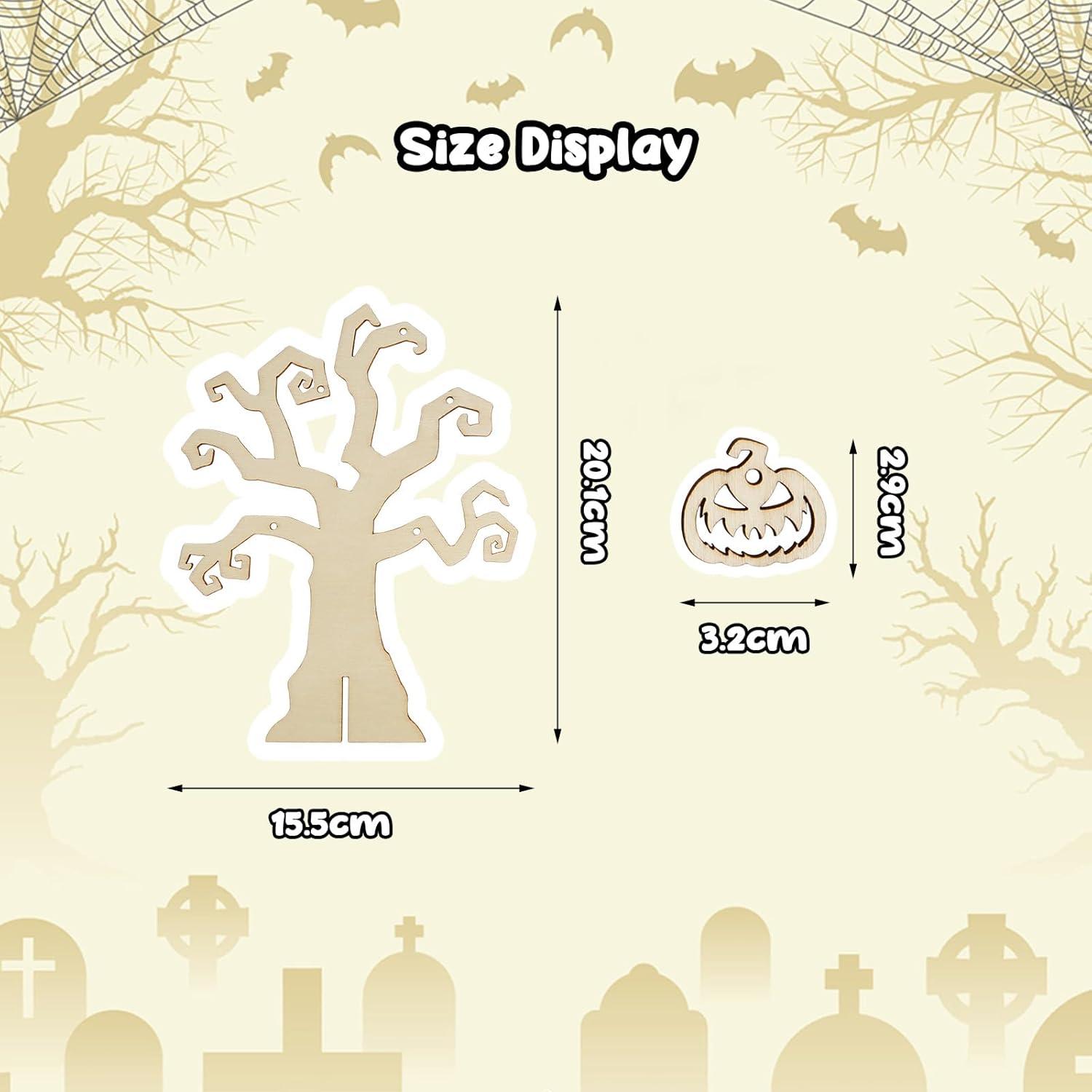 Halloween Deko Baum Kürbis Holz 3D Bastelset Kinder DIY Party Set