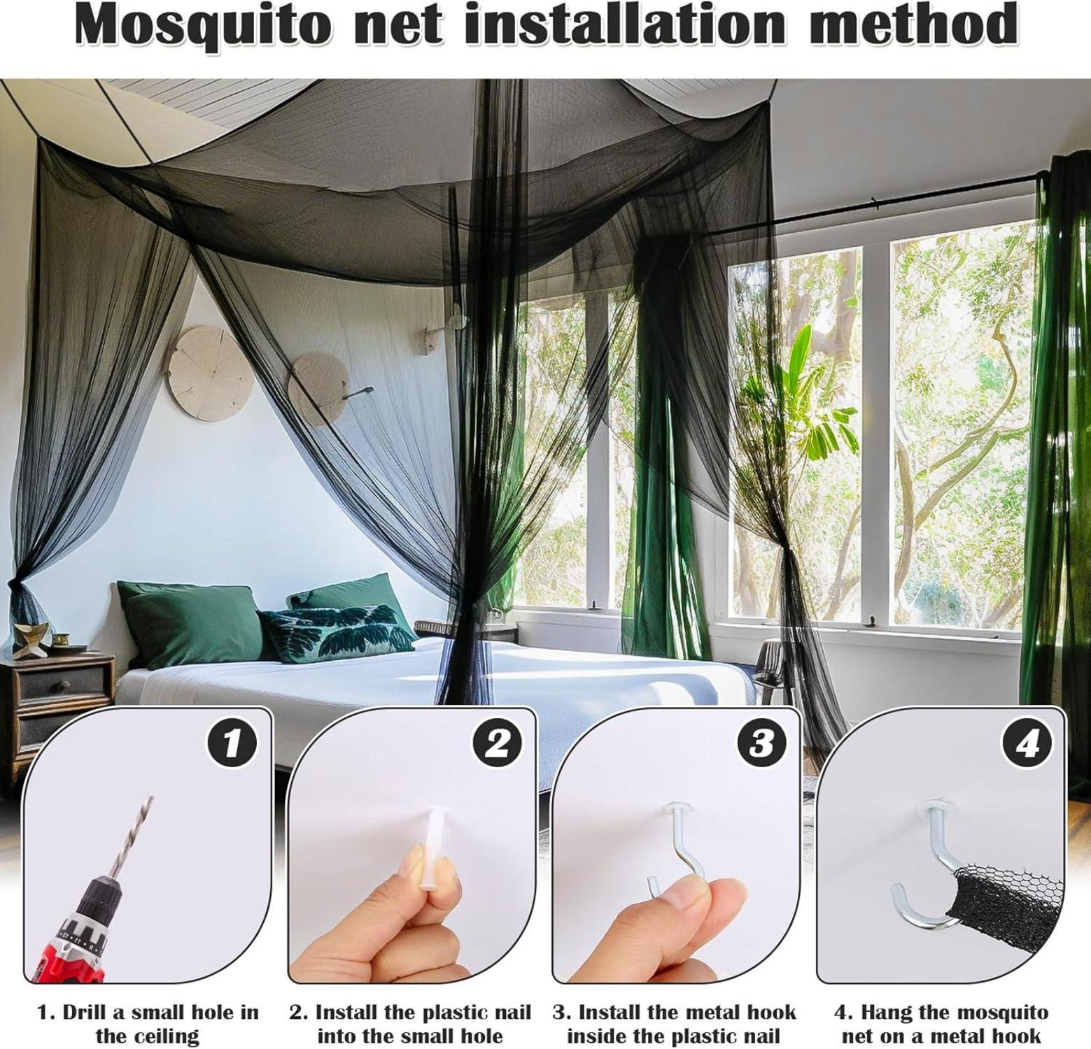 Moskitonetz für Bett - Großes weißes Betthimmel, ideal für Schlafzimmer & Reisen