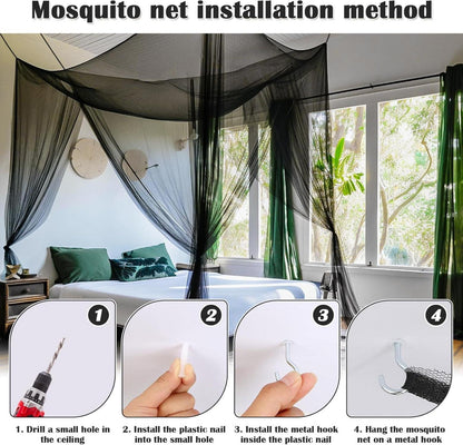 Moskitonetz für Bett - Großes weißes Betthimmel, ideal für Schlafzimmer & Reisen