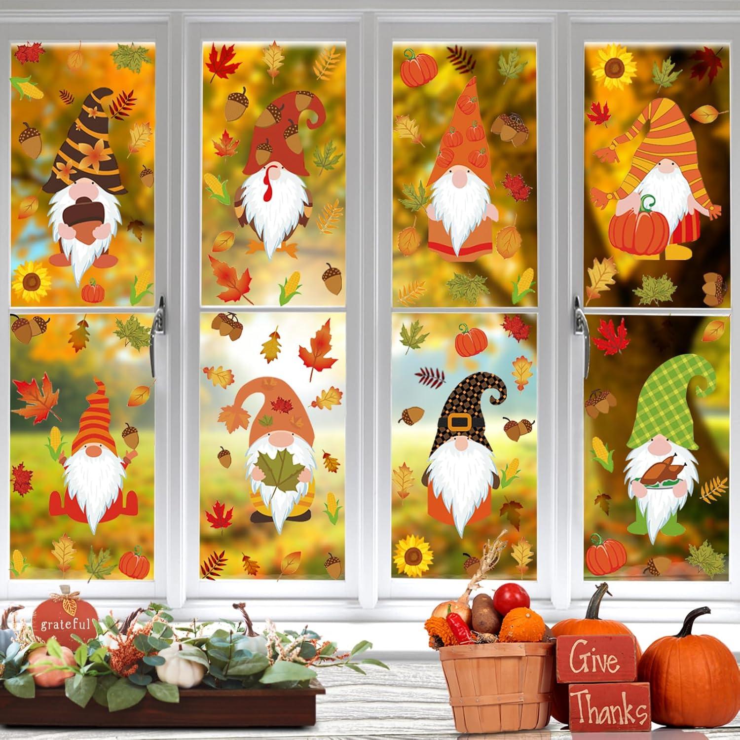 8 Blatt Herbstfensterbilder Thanksgiving Deko ohne Kleber