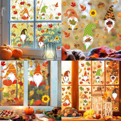 8 Blatt Herbstfensterbilder Thanksgiving Deko ohne Kleber