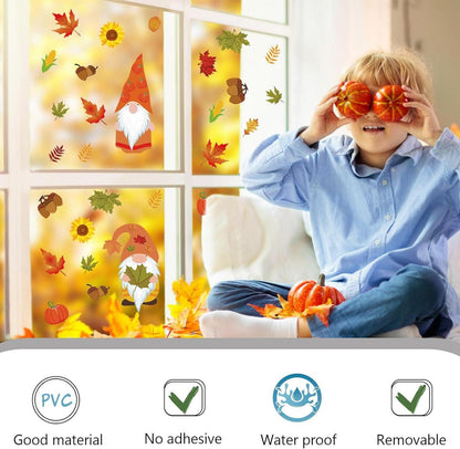 8er Set Herbst Fensterbilder Aufkleber Thanksgiving Dekoration