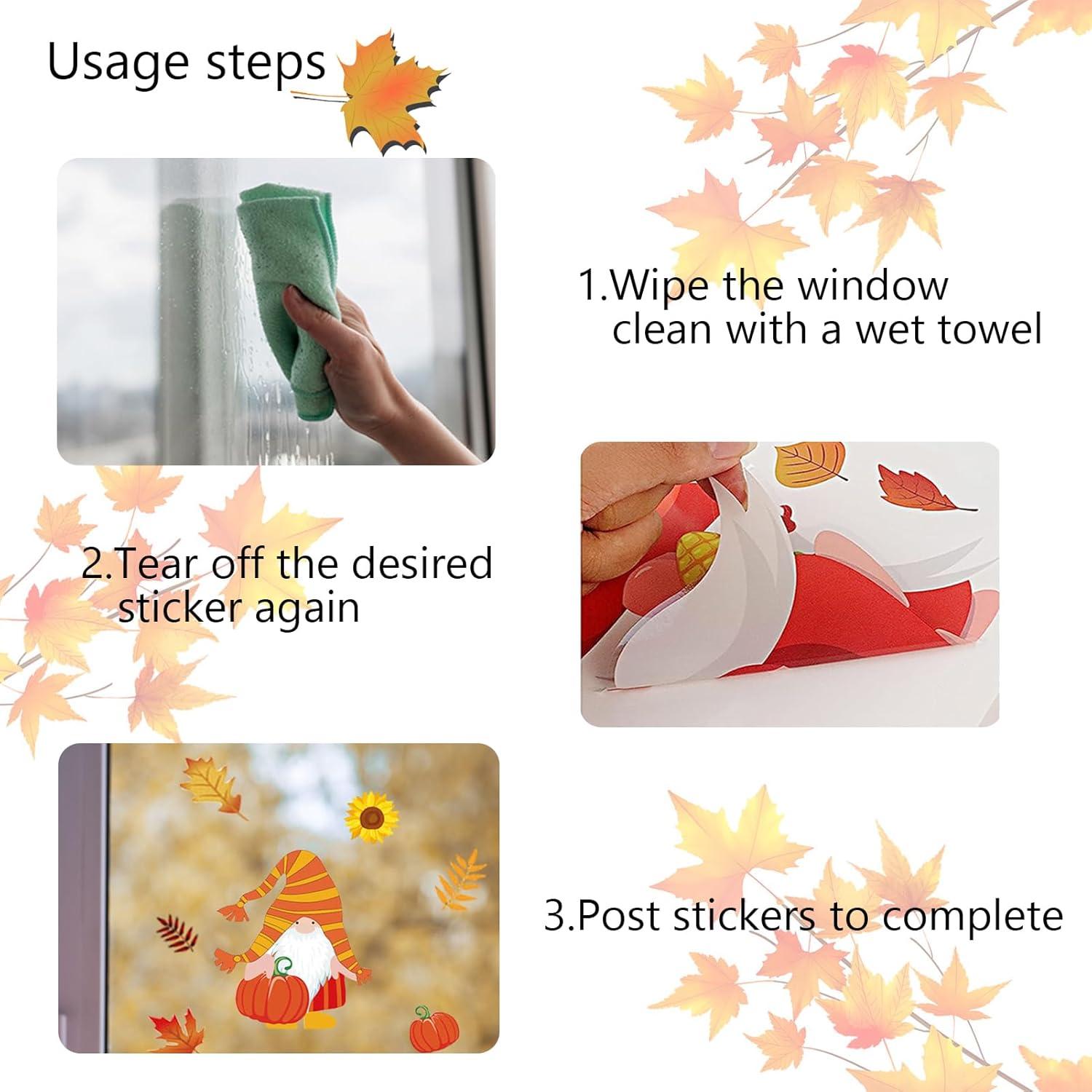 8er Set Herbst Fensterbilder Aufkleber Thanksgiving Dekoration