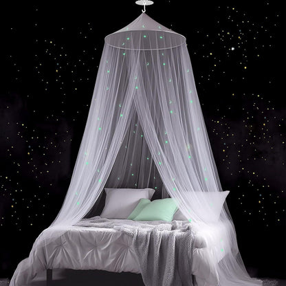 Leuchtendes Stern Mond Moskitonetz für Bett mit 360° Schutz