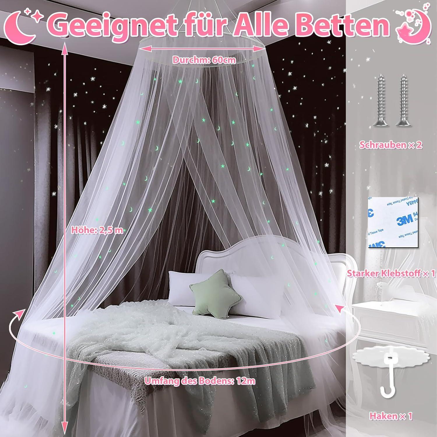 Sterne Mond Leuchtendes Moskitonetz Doppelbett Einzelbett