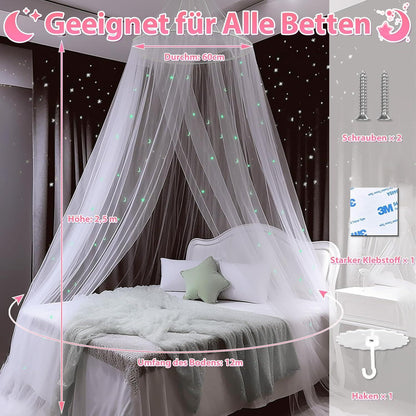 Sterne Mond Leuchtendes Moskitonetz Doppelbett Einzelbett