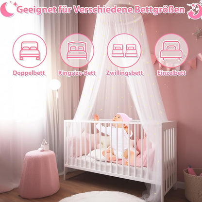 Leuchtendes Sterne Mond Moskitonetz Doppelbett Kinderzimmer Feinmaschig