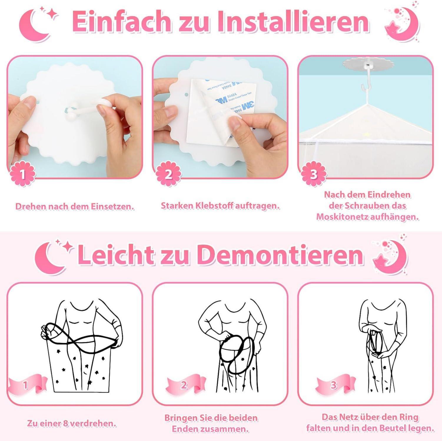 Moskitonetz Sterne Mond Leuchtend Doppelbett Einzelbett Kinderbett