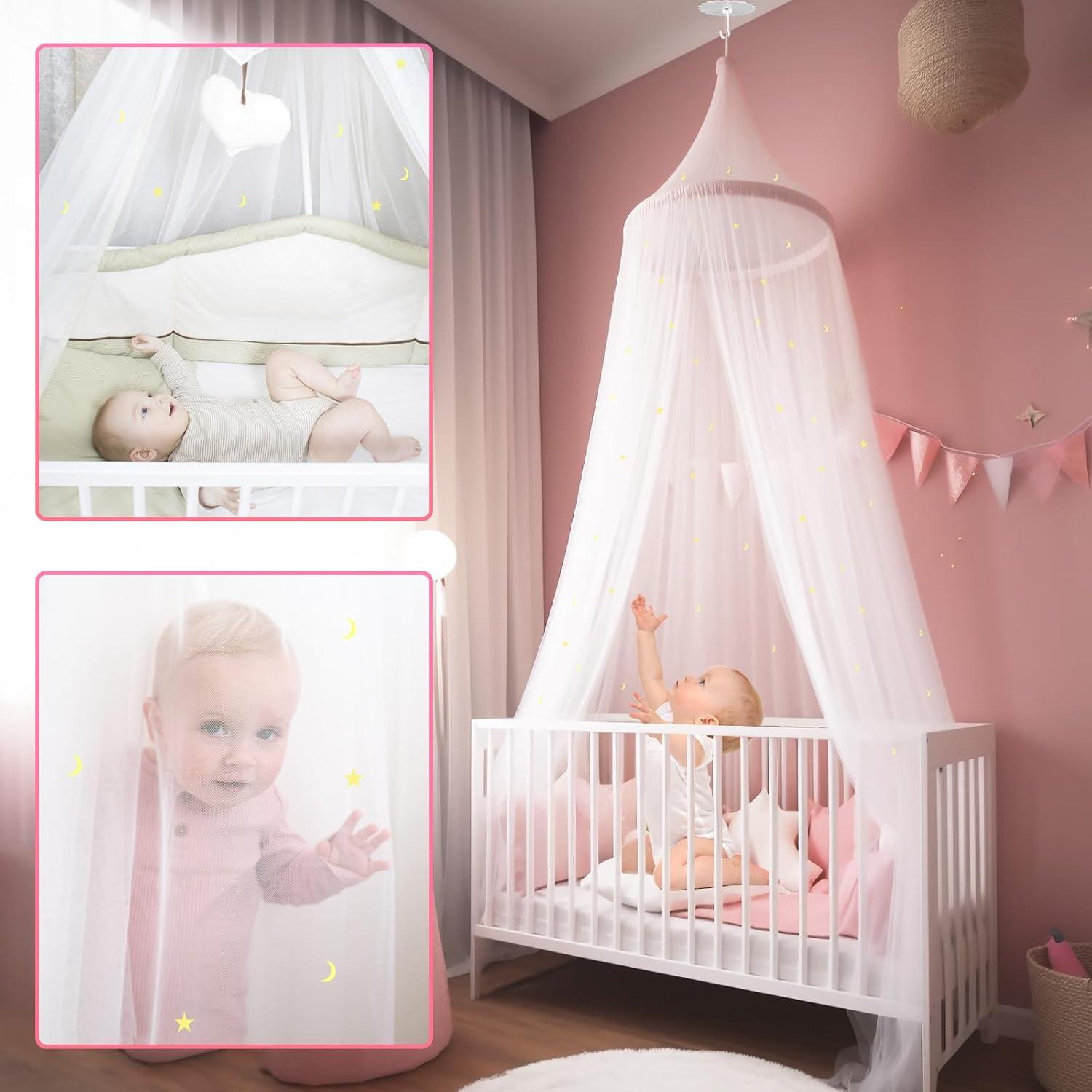 Leuchtendes Sterne Mond Moskitonetz Doppelbett Kinderzimmer Feinmaschig