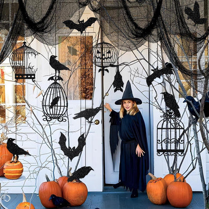 Halloween Deko Set Gruselige Party Girlande Vogelkäfig Horror Spiralen