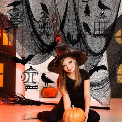Halloween Deko Set Gruselig Party Stoff Horror Girlande Vogelkäfig