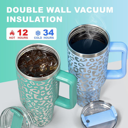 Thermobecher mit Strohhalm und Henkel 1,2L Edelstahl