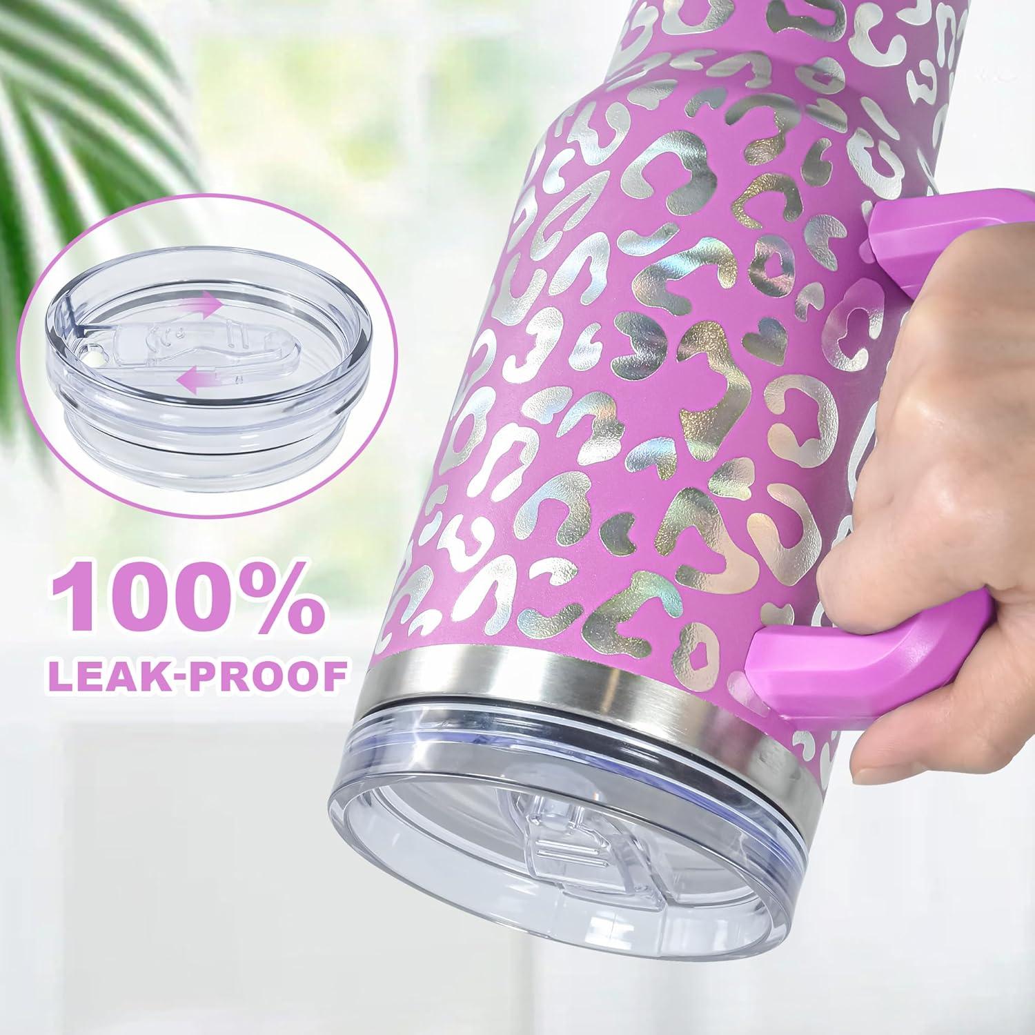 Thermobecher mit Strohhalm und Henkel 1,2L - Auslaufsicherer Edelstahl