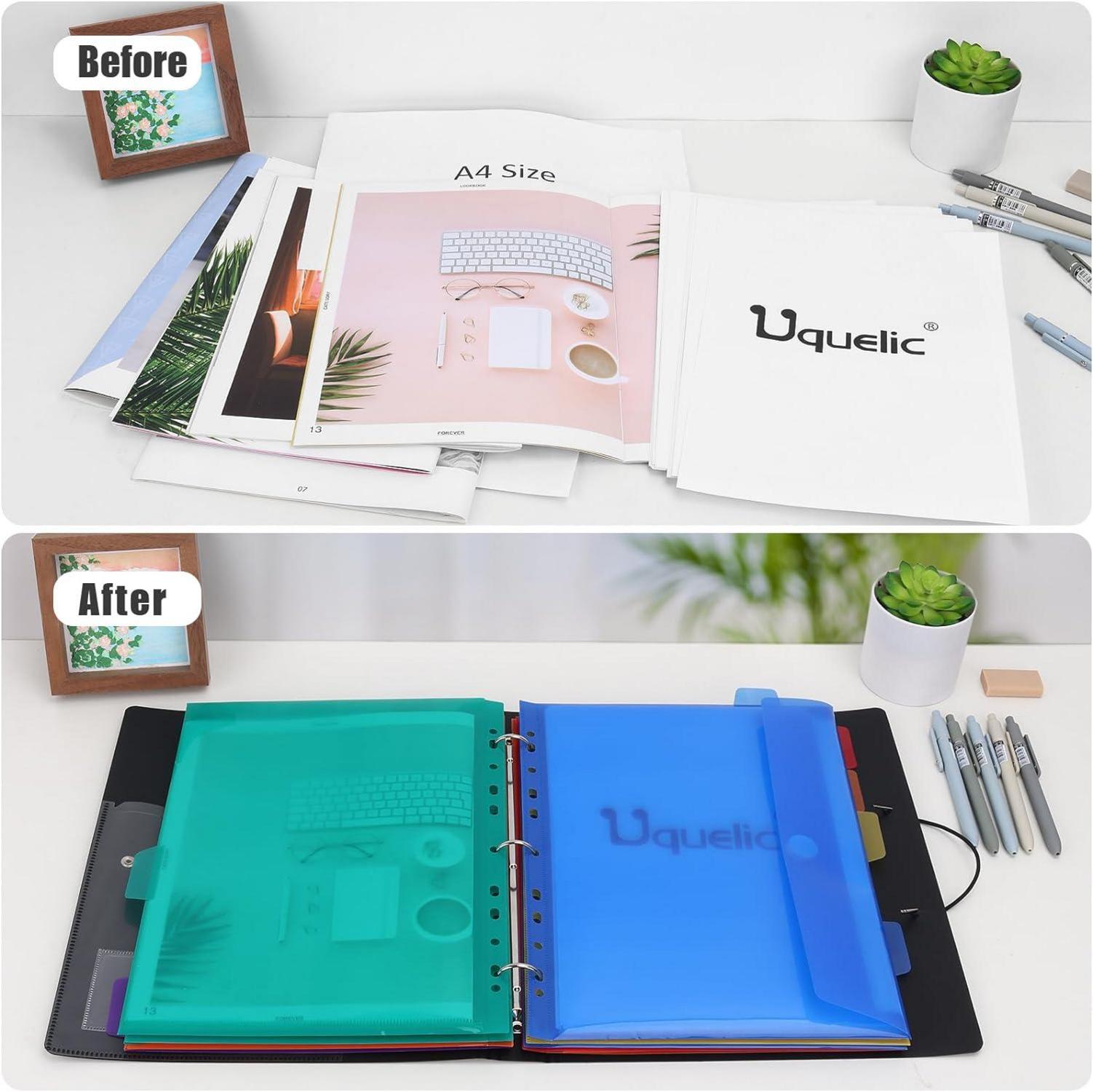 A4 Ringordner Organizer mit 12 Dokumentenmappen - Schwarz