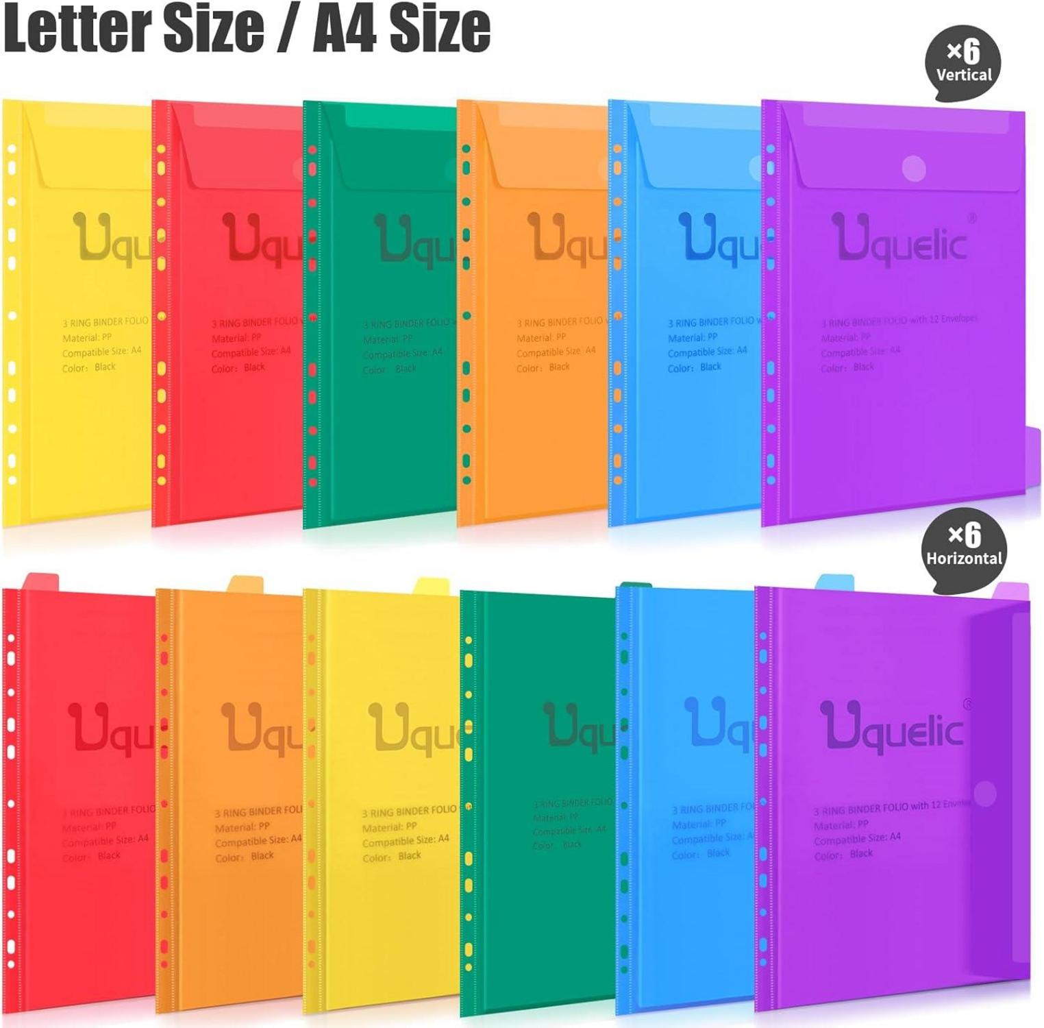 A4 Ringordner Organizer mit 12 Dokumentenmappen - Schwarz