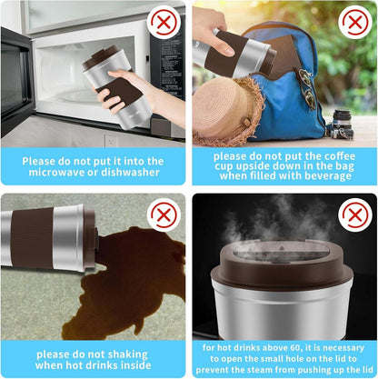 Thermobecher Auslaufsicherer Deckel Edelstahl Kaffeebecher to go 380ML