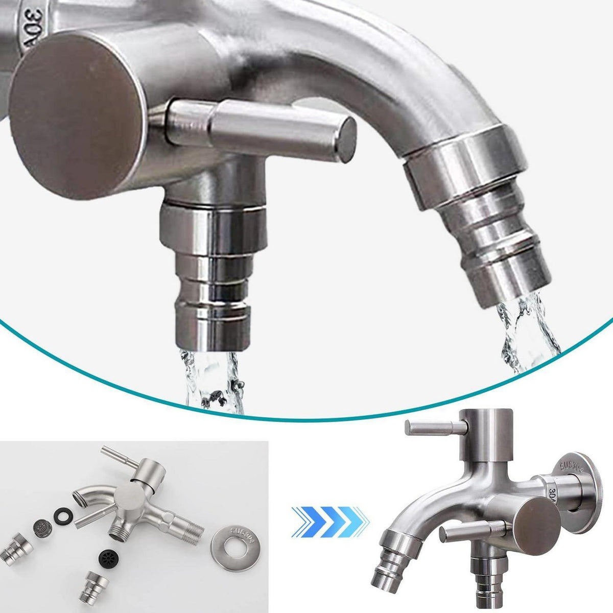 Doppel-Gartenwasserhahn 1/2 Zoll - Universal Wasserhahn