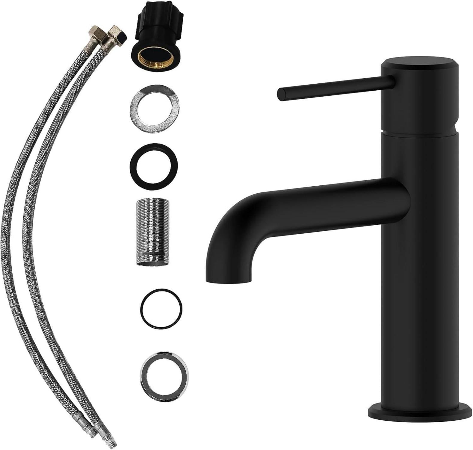 Messing-Waschtischarmatur mit Wasserfalleffekt, schwarzer