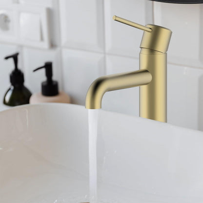 Messing-Waschtischarmatur mit Wasserfalleffekt, Gold-Einhebelmischer