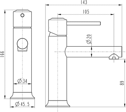 CSEA Schwarzer Einhebelmischer mit Wasserfalleffekt und 45CM