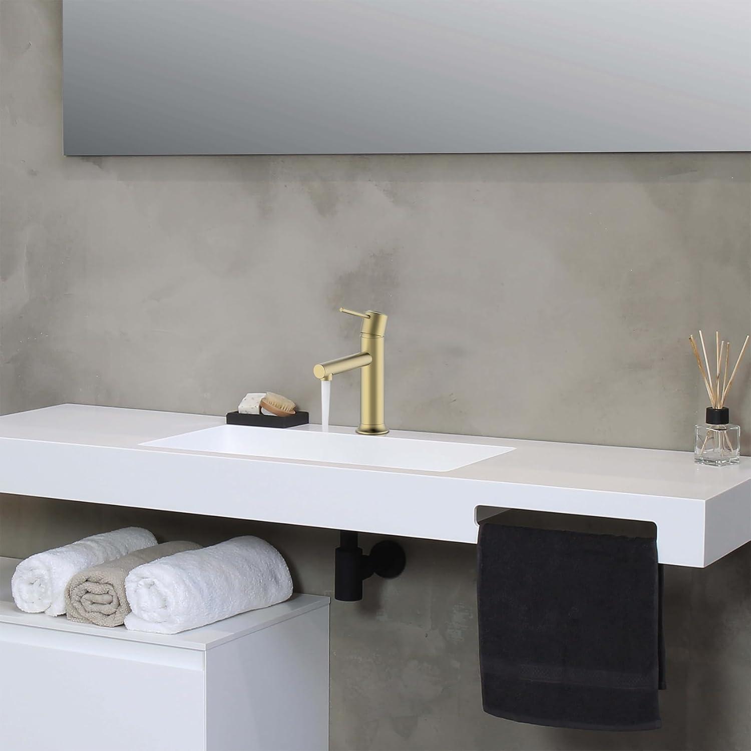 Messing-Waschtischarmatur mit Wasserfalleffekt Gold-Einhebelmischer