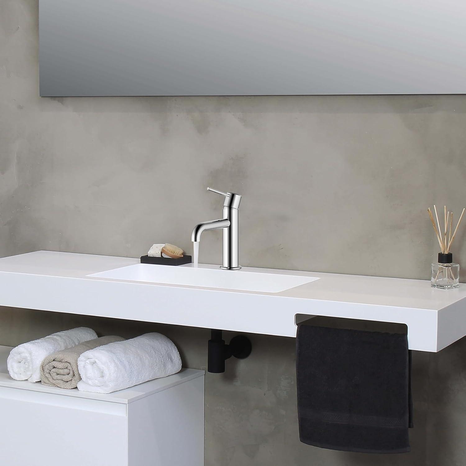 CSEA Chrom Wasserfall Waschtischarmatur inkl. Edelstahl-Geflechtschlauch