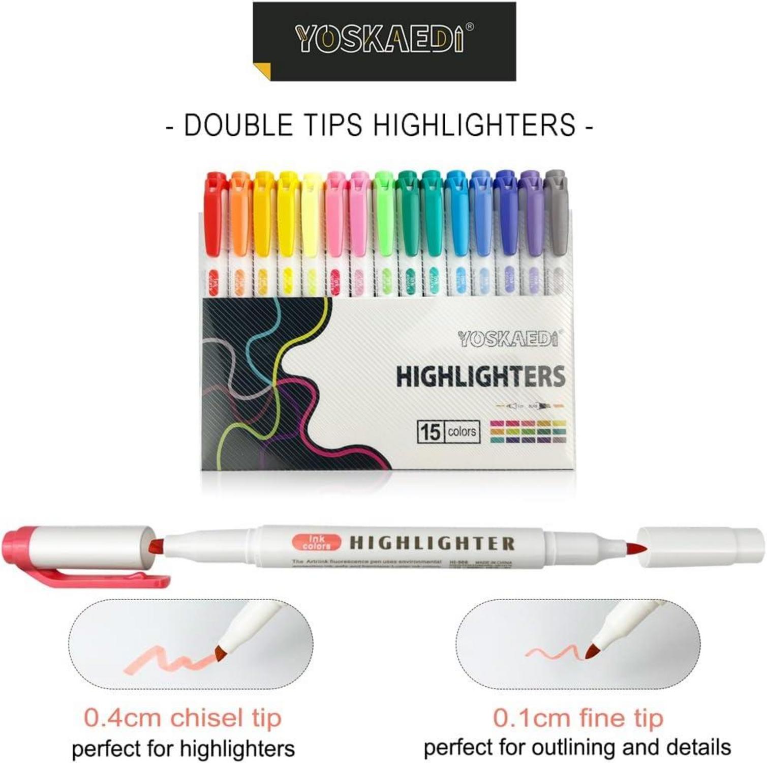 Textmarker Set mit 15 pastellfarbenen Markern und zwei Spitzen