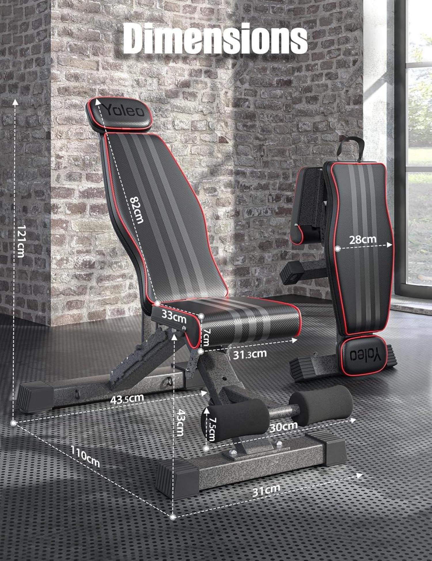 YOLEO 300kg klappbare Multifunktions-Hantelbank - Schwarz