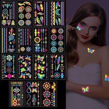 15 Wasserdichte Temporäre Festival Tattoos Neon Glitzer Body Art