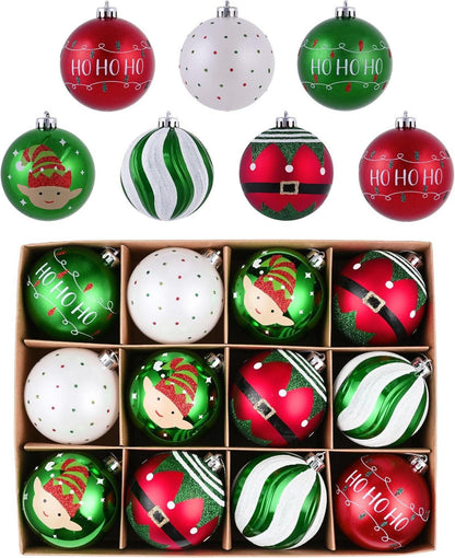 Christbaumkugeln 12tlg. Weihnachtskugel-Set 8cm Aufhänger Rot Grün