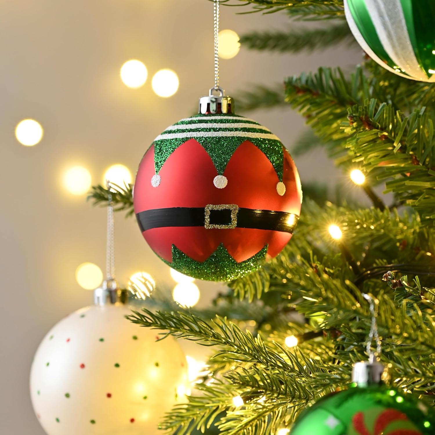 Weihnachtskugeln Set 12 Stück 8cm Deko Christbaumkugeln Rot Grün