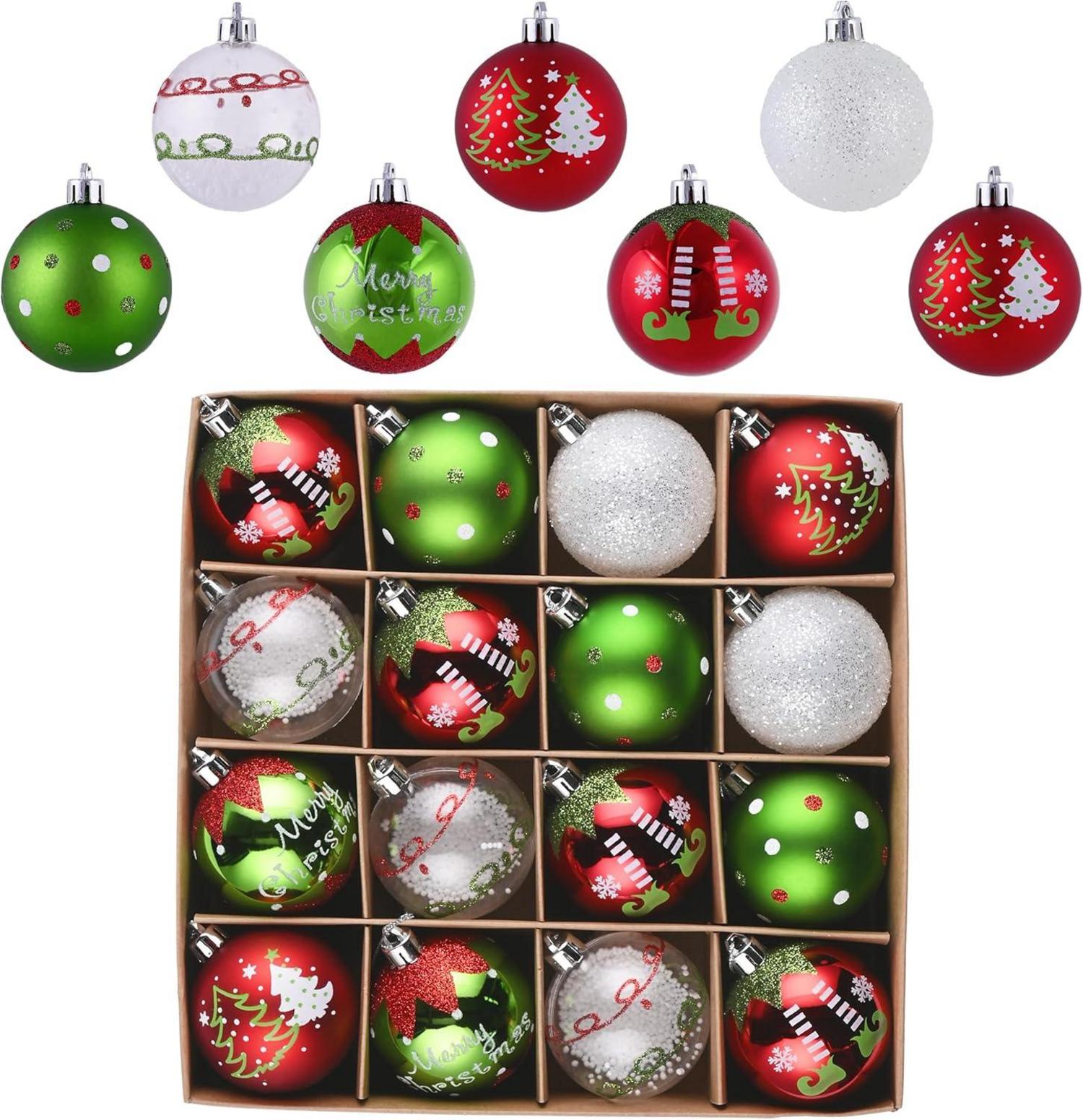 Weihnachtskugeln 16 Stück Christbaumschmuck Thema Rot Grün