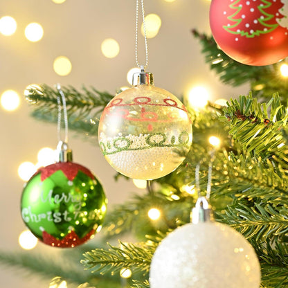 16 Weihnachtskugeln Deko-Set 6cm Rot Grün Weiß Kunststoff Christbaumschmuck